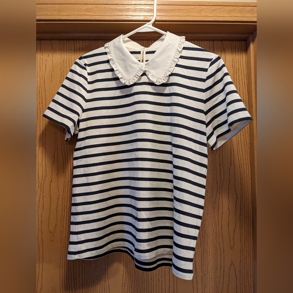 kate spade Black and White Striped Short Sleeve Top